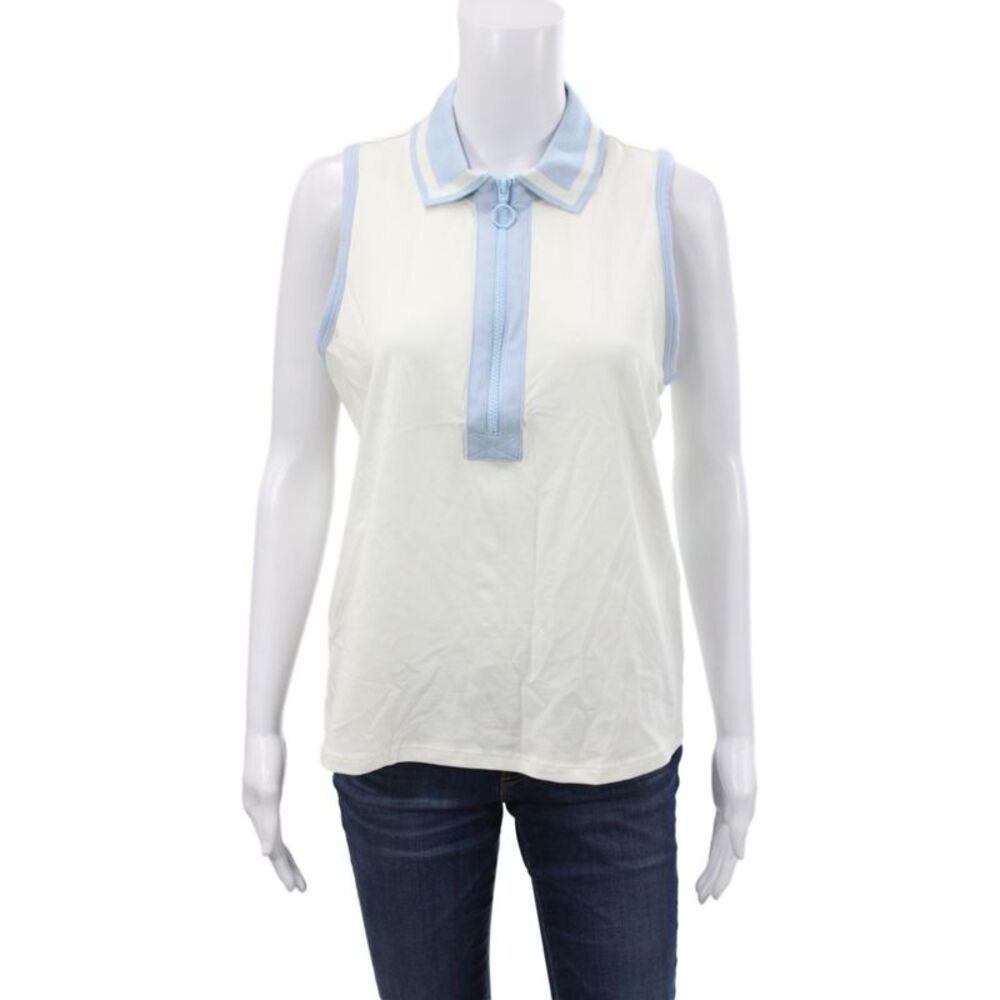 Spartina 449 Women Sleeveless Collared Polo Blue Cotton Basic Size M